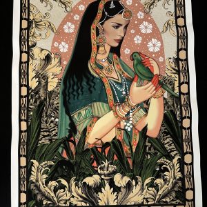 Jodha Bai Akbar Mughal Queen Parrot Indian Goddess Yoga Colour Art Poster Print By Msdre... British Artist A3